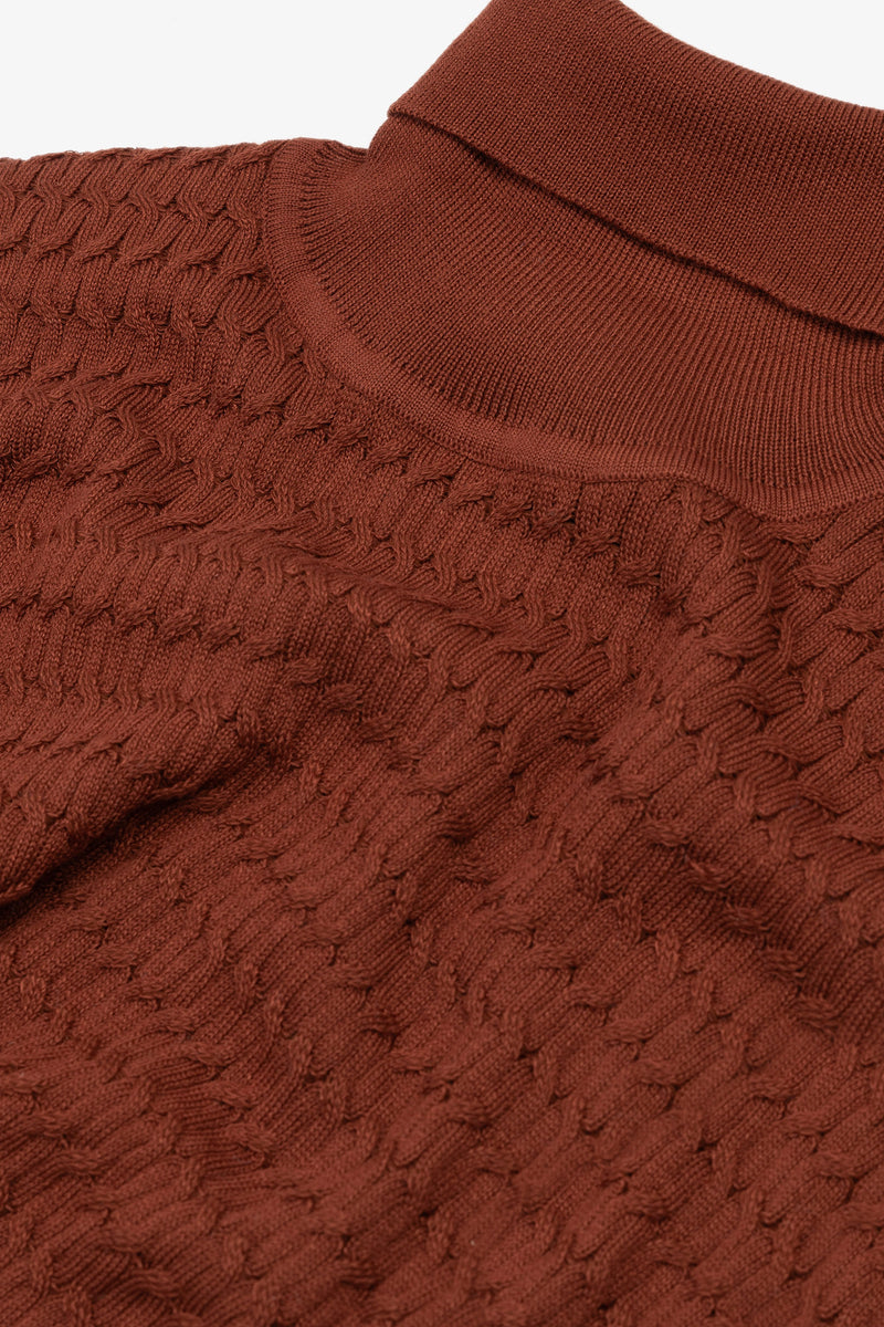 Maglia dolcevita a treccina coccio-Dan John