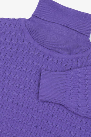 Jersey de cuello alto trenzado morado