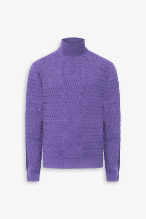 Jersey de cuello alto trenzado morado