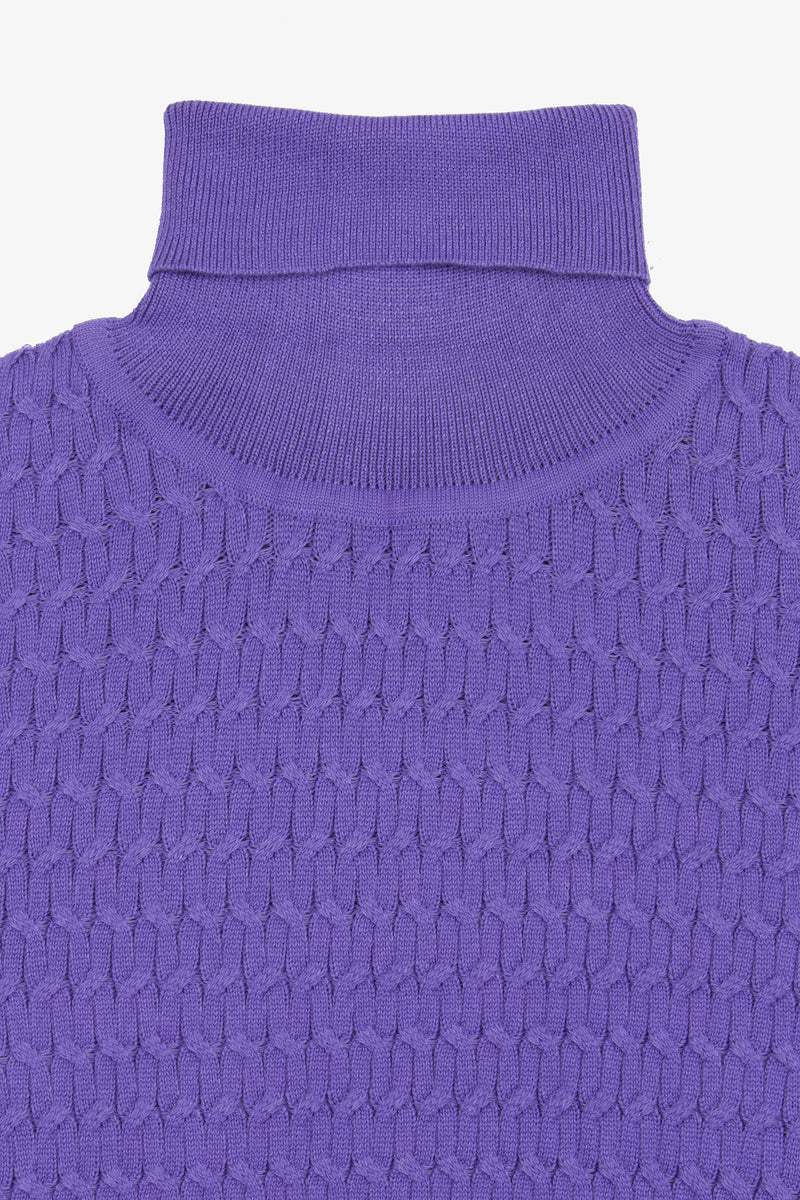 Maglia dolcevita a treccina viola-Dan John