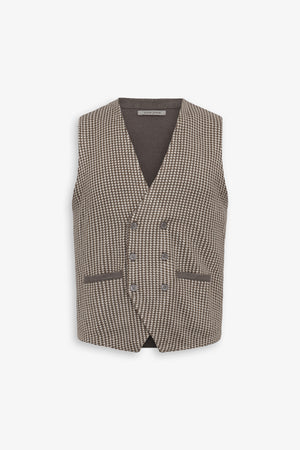 Gilet à double boutonnage pied-de-poule gris tourterelle