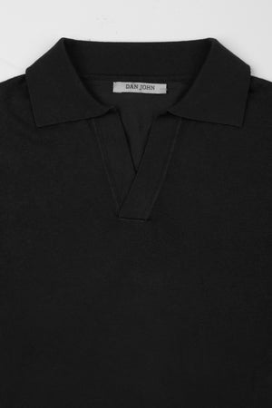 Polo de punto cuello abierto negro