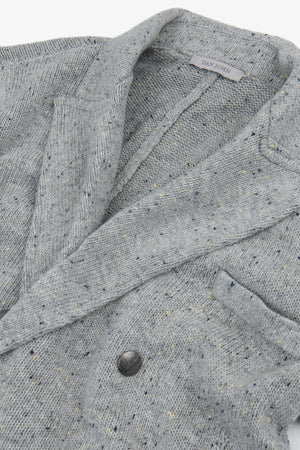 Veste gris clair en maille à double boutonnage