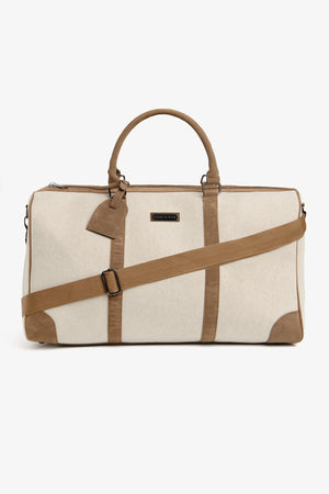 Beige melange fabric travel bag