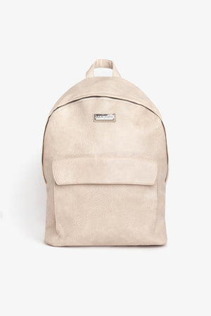 Cream hammered backpack with front pocket