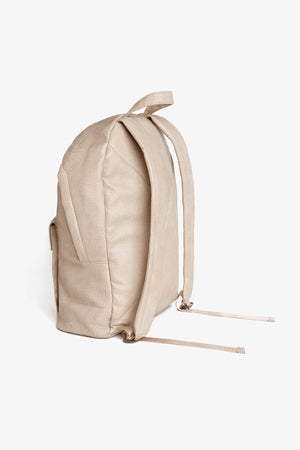 Cream hammered backpack with front pocket