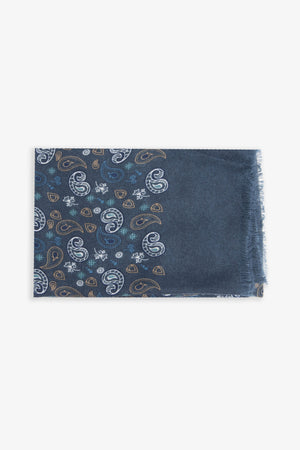 Pashmina con diseño de cachemir azul azafata