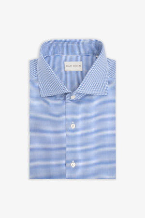 Light blue micro Pied de Poule shirt