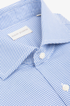 Light blue micro Pied de Poule shirt