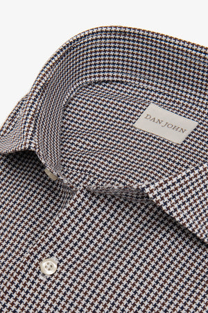 Camicia pied de poule marrone