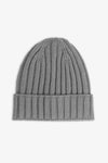 Bonnet beanie gris clair en côtes anglaises