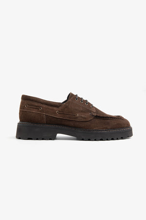 Cognac suede boat shoes