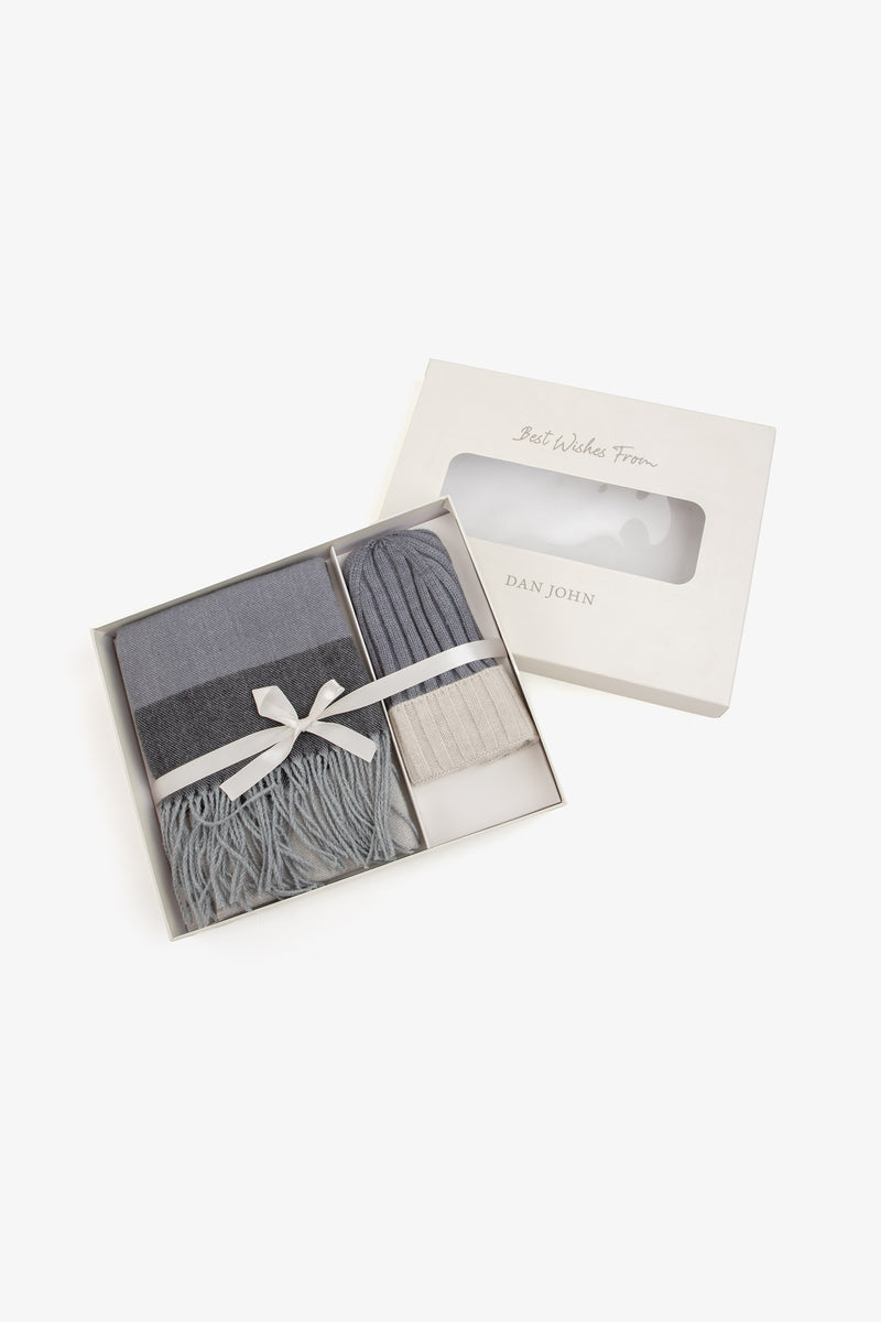 Kit sciarpa e cappello beanie bicolore grigio
