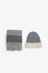 Kit sciarpa e cappello beanie bicolore grigio