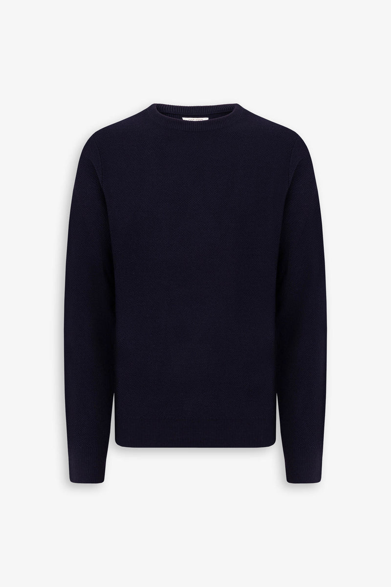 Maglia girocollo armaturata chicco riso blu