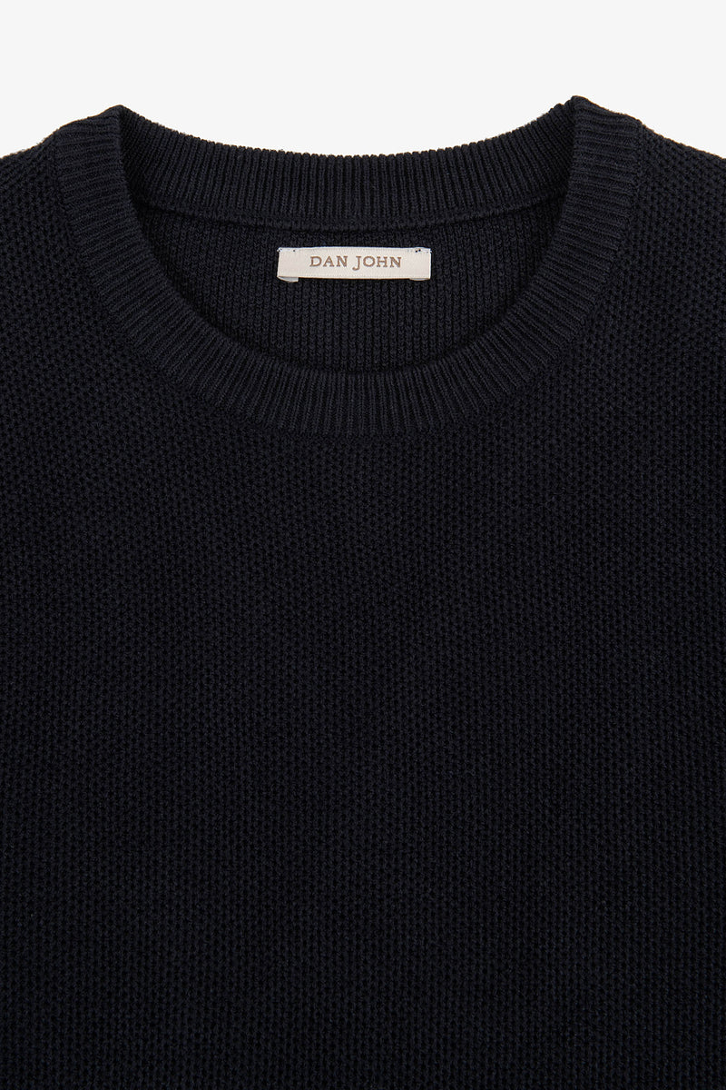 Maglia girocollo armaturata chicco riso blu