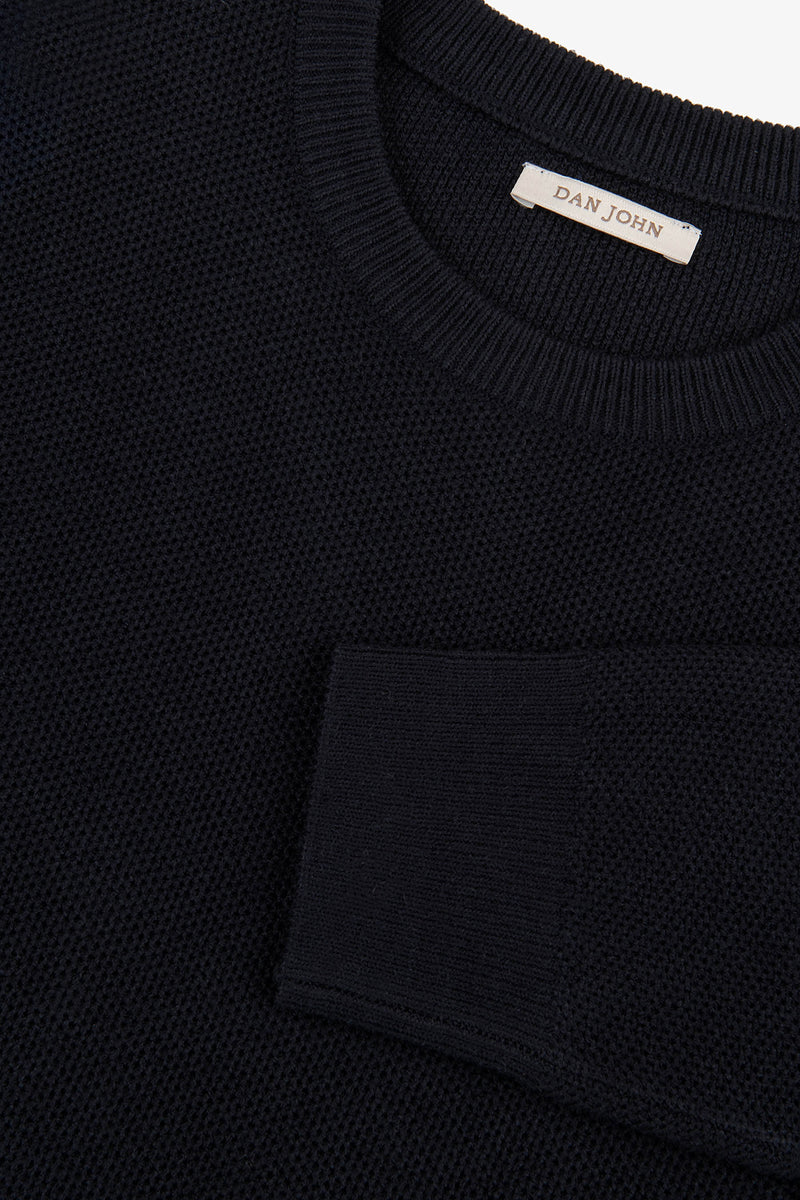 Maglia girocollo armaturata chicco riso blu