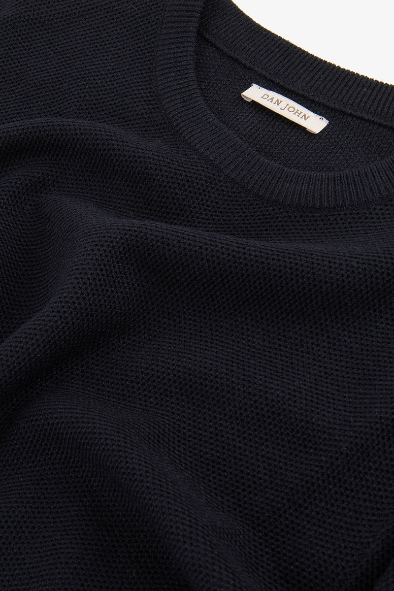 Maglia girocollo armaturata chicco riso blu