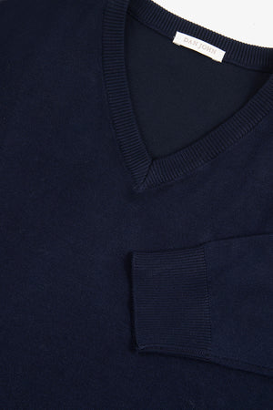 Blue V-neck sweater