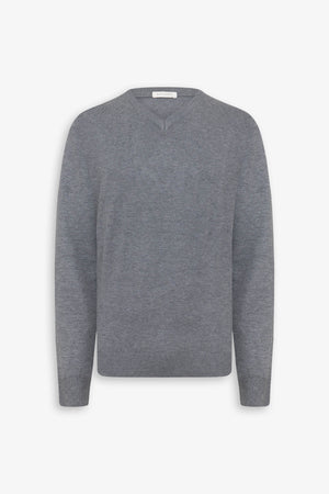 Gray V-neck sweater