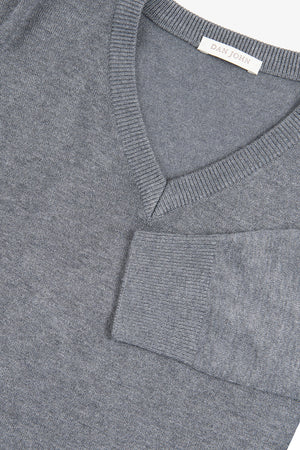 Gray V-neck sweater