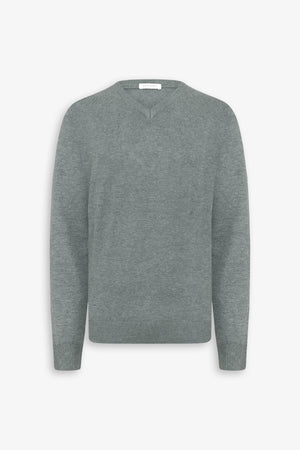 Green V-neck sweater