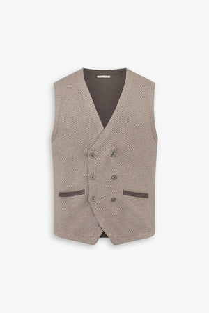 Gilet en maille à double boutonnage dans un tissu à chevrons