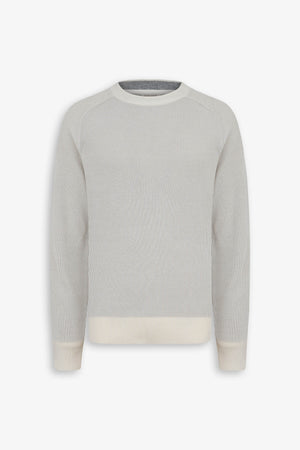 Pull ras-du-cou côtelé, vanisé crème.