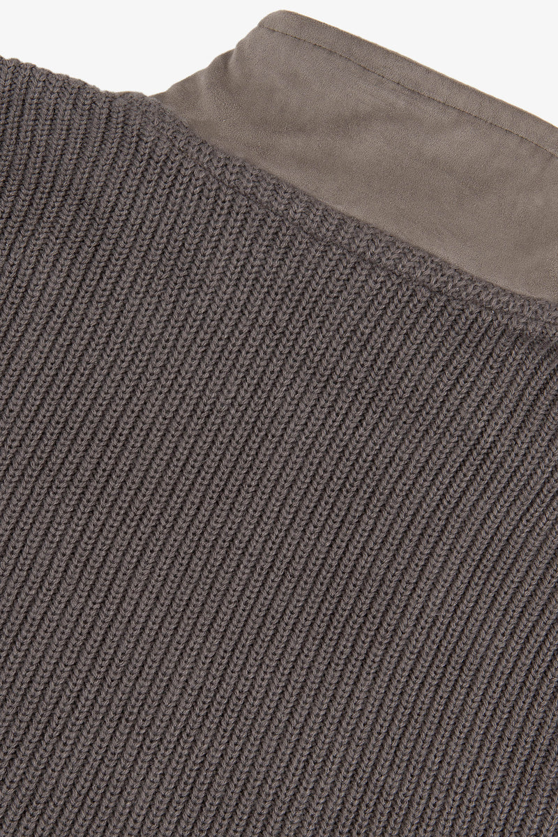 Bomber  in maglia bimaterico tortora