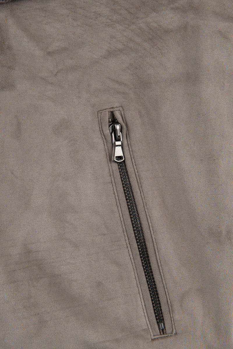 Bomber  in maglia bimaterico tortora