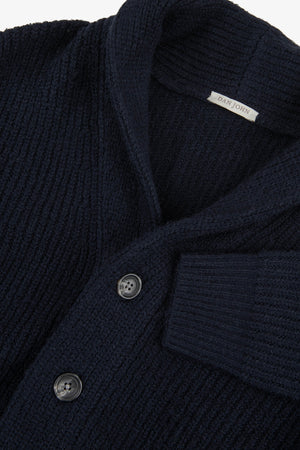 Cardigan collo sciallato blu