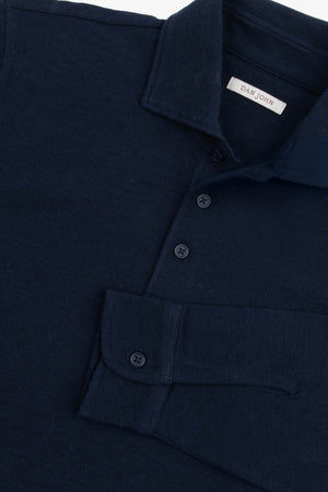 Avion blue stretch piqué polo with shirt collar