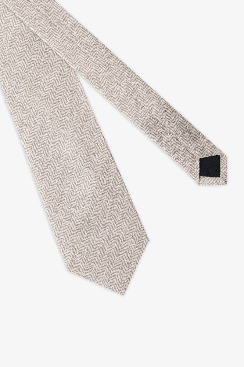 Cravate crème à motif zigzag