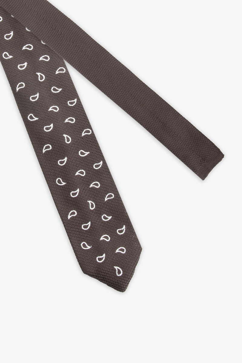 Cravate brun foncé motif cachemire