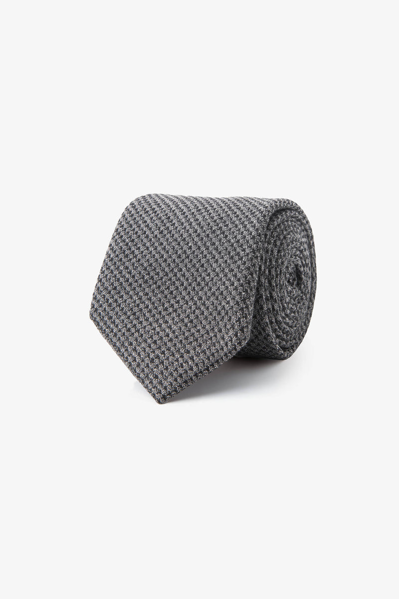 Cravatta pied de poule grigio