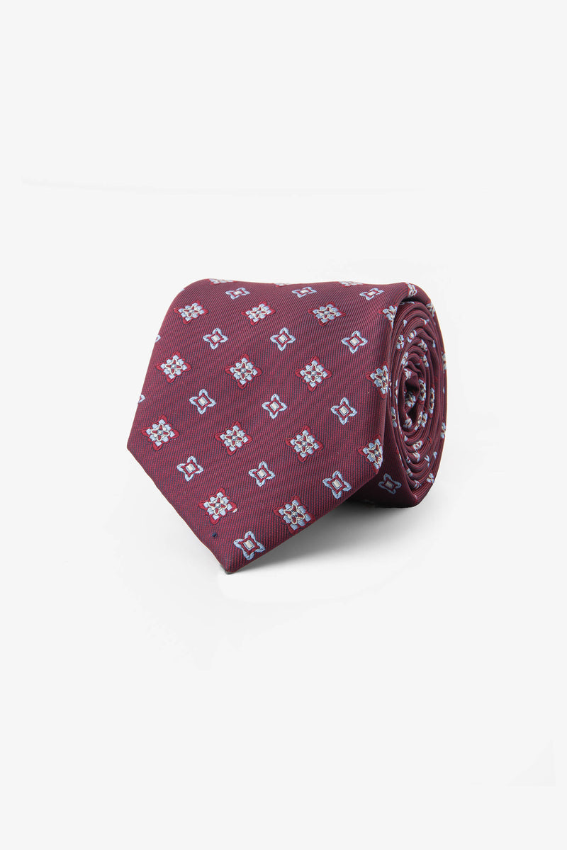 Cravatta jacquard micro fantasia bordeaux