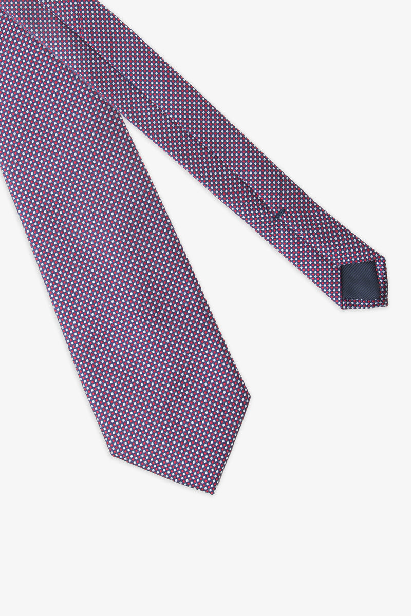 Cravatta micro fantasia punta spillo blu