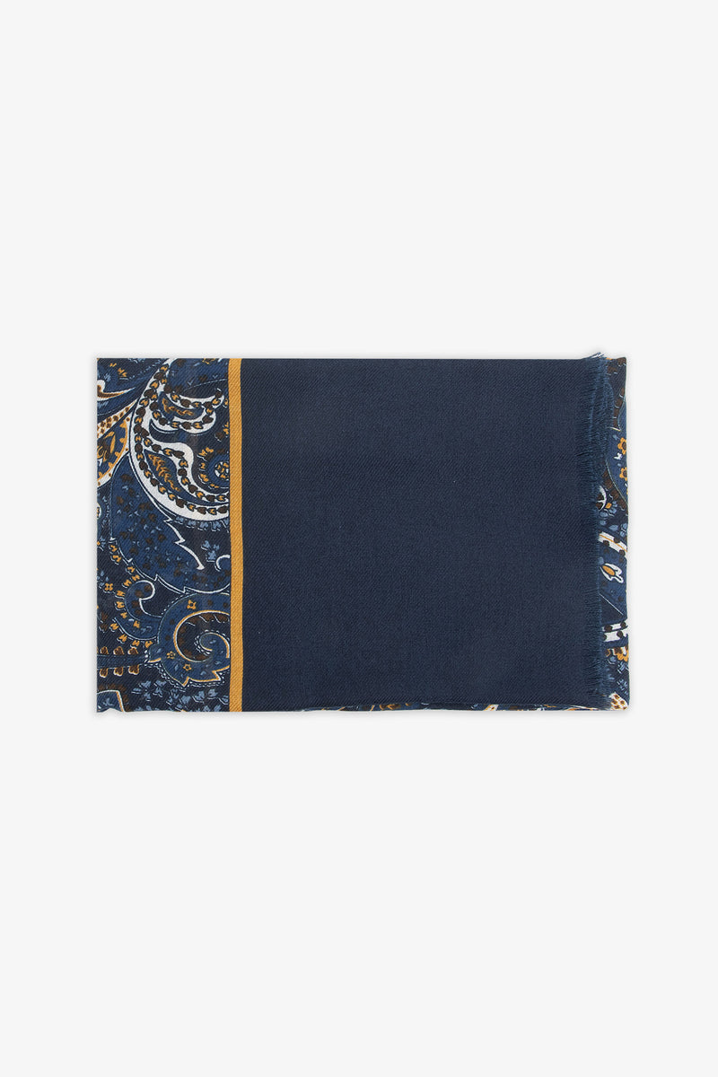 Pashmina disegno cashmere blu